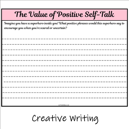 The Value of Positive Self-Talk | Main Idea and Supporting Details Reading Passage and Questions