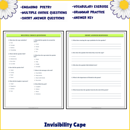 Invisibility Cape | Poem Grammar Worksheet Printable Activity