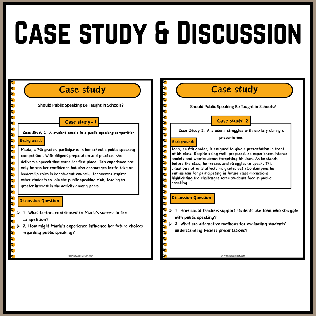 Should Public Speaking Be Taught in Schools? | Debate Case Study Worksheet