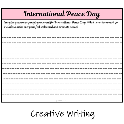 International Peace Day | Main Idea and Supporting Details Reading Passage and Questions