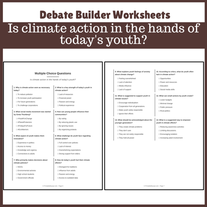 Is climate action in the hands of today's youth? | Favour and Against Worksheet Printable Activity