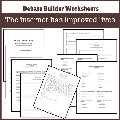 The internet has improved lives | Favour and Against Worksheet Printable Activity