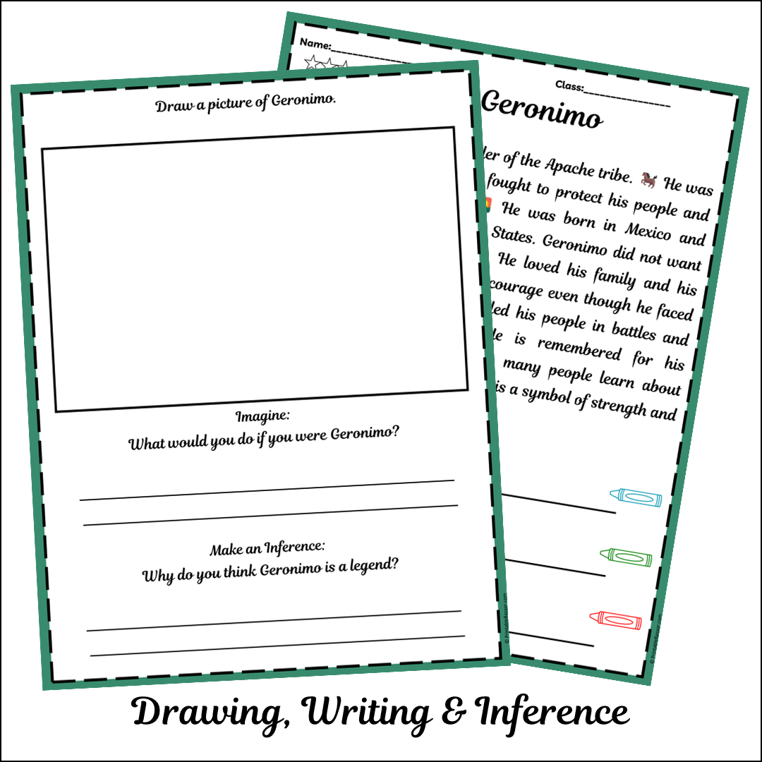 Geronimo | Short Reading Comprehension Creative Worksheet