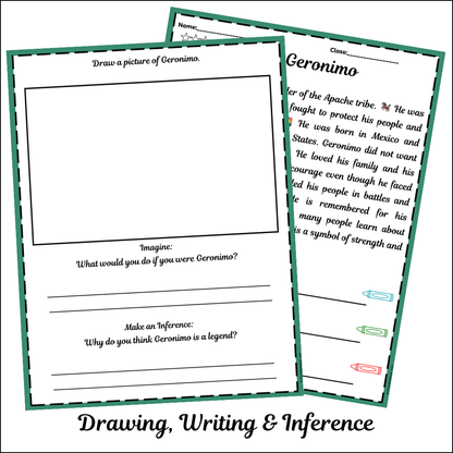 Geronimo | Short Reading Comprehension Creative Worksheet