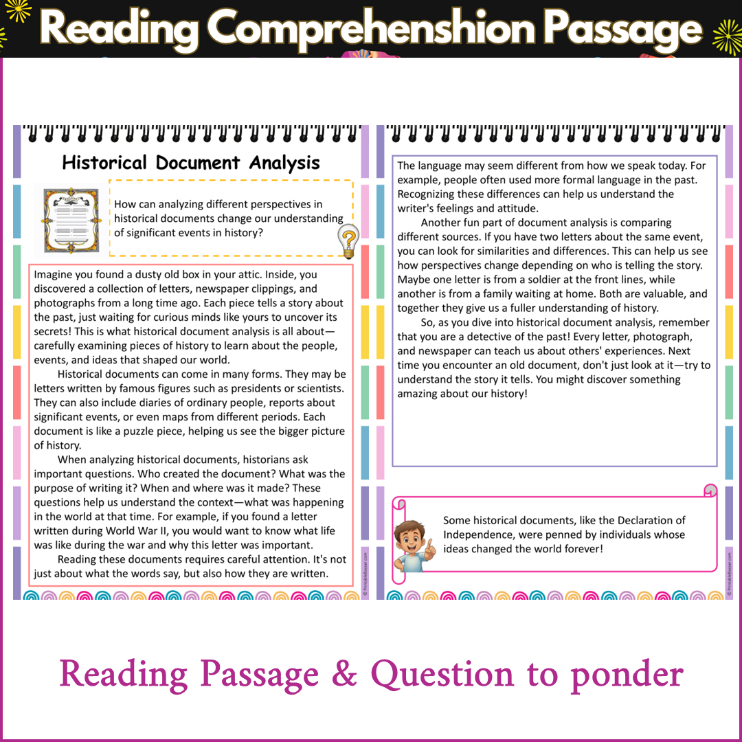 Historical Document Analysis | Reading Comprehension Passage and Questions