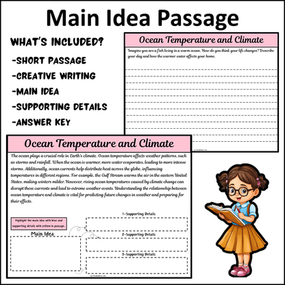 Ocean Temperature and Climate | Main Idea and Supporting Details Reading Passage and Questions