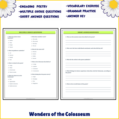 Wonders of the Colosseum | Poem Grammar Worksheet Printable Activity