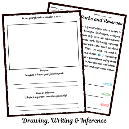 National Parks and Reserves | Short Reading Comprehension Creative Worksheet