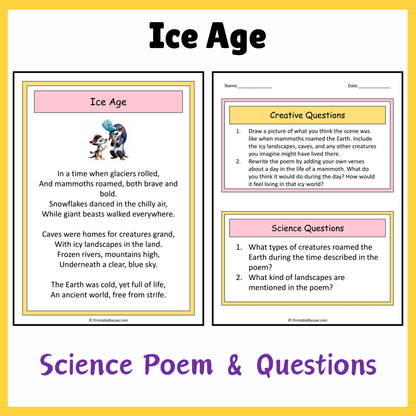 Ice Age | Science Poem Reading Comprehension Activity