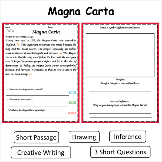 Magna Carta | Short Reading Comprehension Creative Worksheet