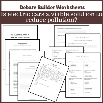 Is electric cars a viable solution to reduce pollution? | Favour and Against Worksheet Printable Activity