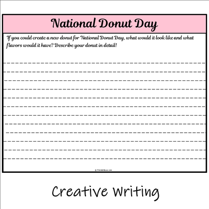 National Donut Day | Main Idea and Supporting Details Reading Passage and Questions