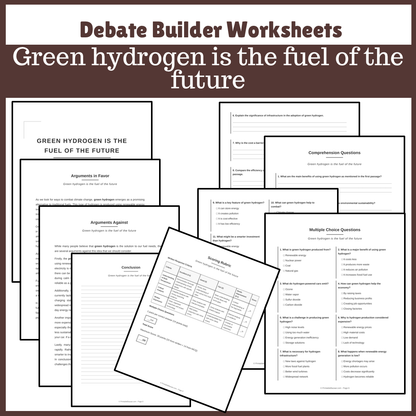 Green hydrogen is the fuel of the future | Favour and Against Worksheet Printable Activity