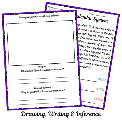The Calendar System | Short Reading Comprehension Creative Worksheet