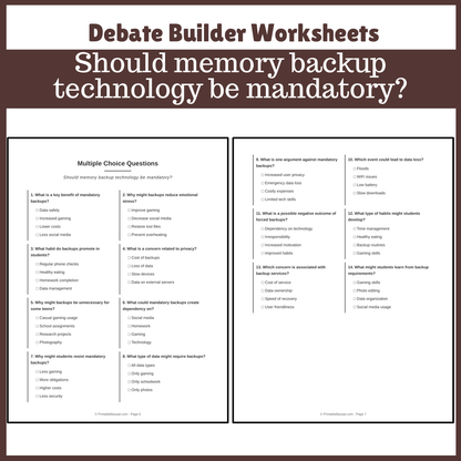Should memory backup technology be mandatory? | Favour and Against Worksheet Printable Activity