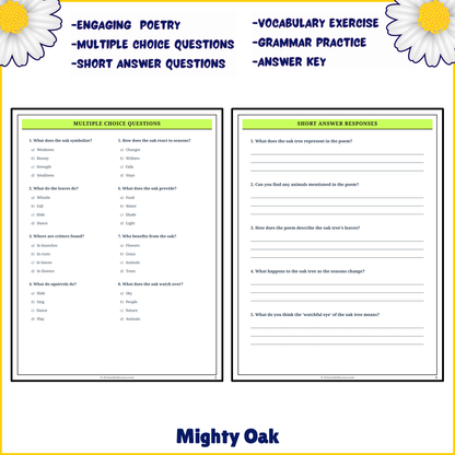 Mighty Oak | Poem Grammar Worksheet Printable Activity