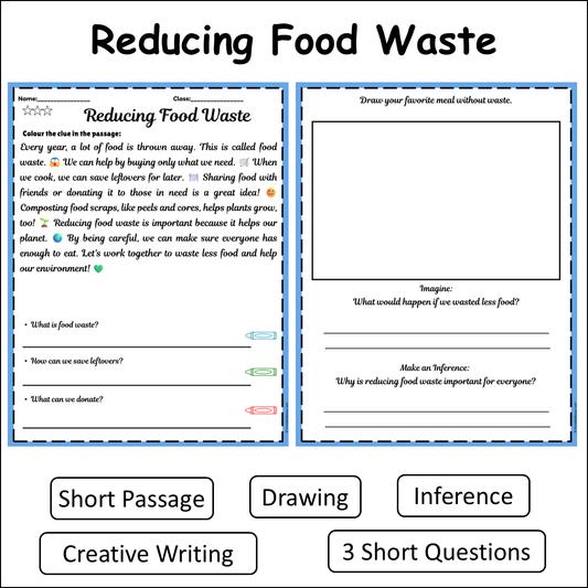 Reducing Food Waste | Short Reading Comprehension Creative Worksheet