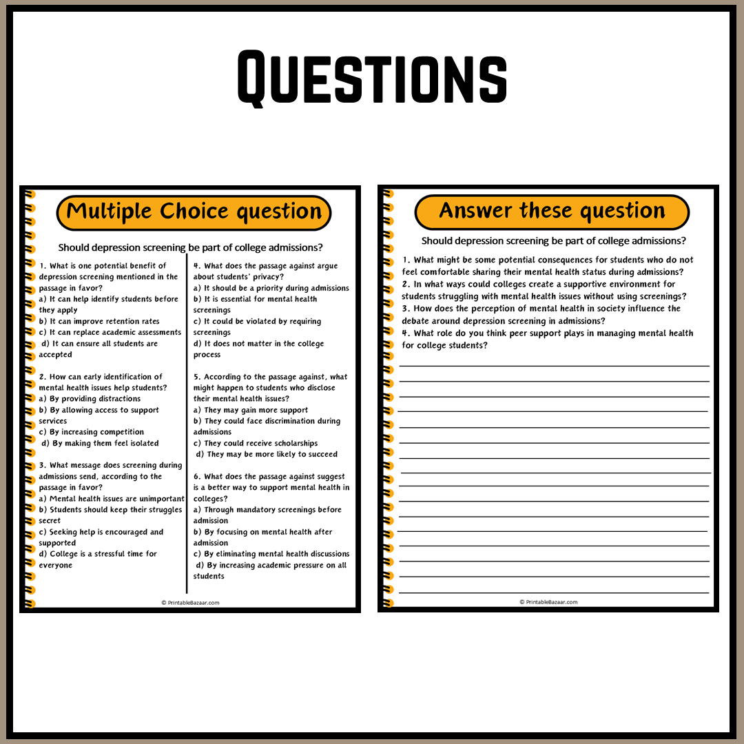 Should depression screening be part of college admissions? | Debate Case Study Worksheet