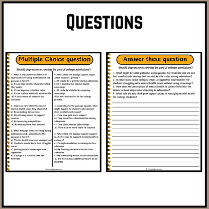 Should depression screening be part of college admissions? | Debate Case Study Worksheet