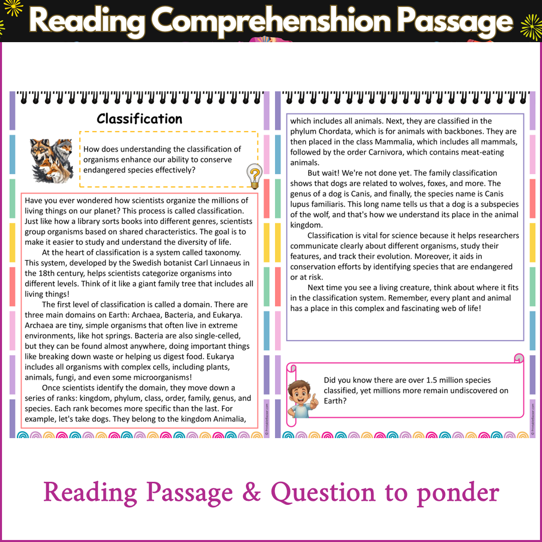 Classification | Reading Comprehension Passage and Questions