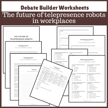 The future of telepresence robots in workplaces | Favour and Against Worksheet Printable Activity