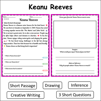 Keanu Reeves | Short Reading Comprehension Creative Worksheet