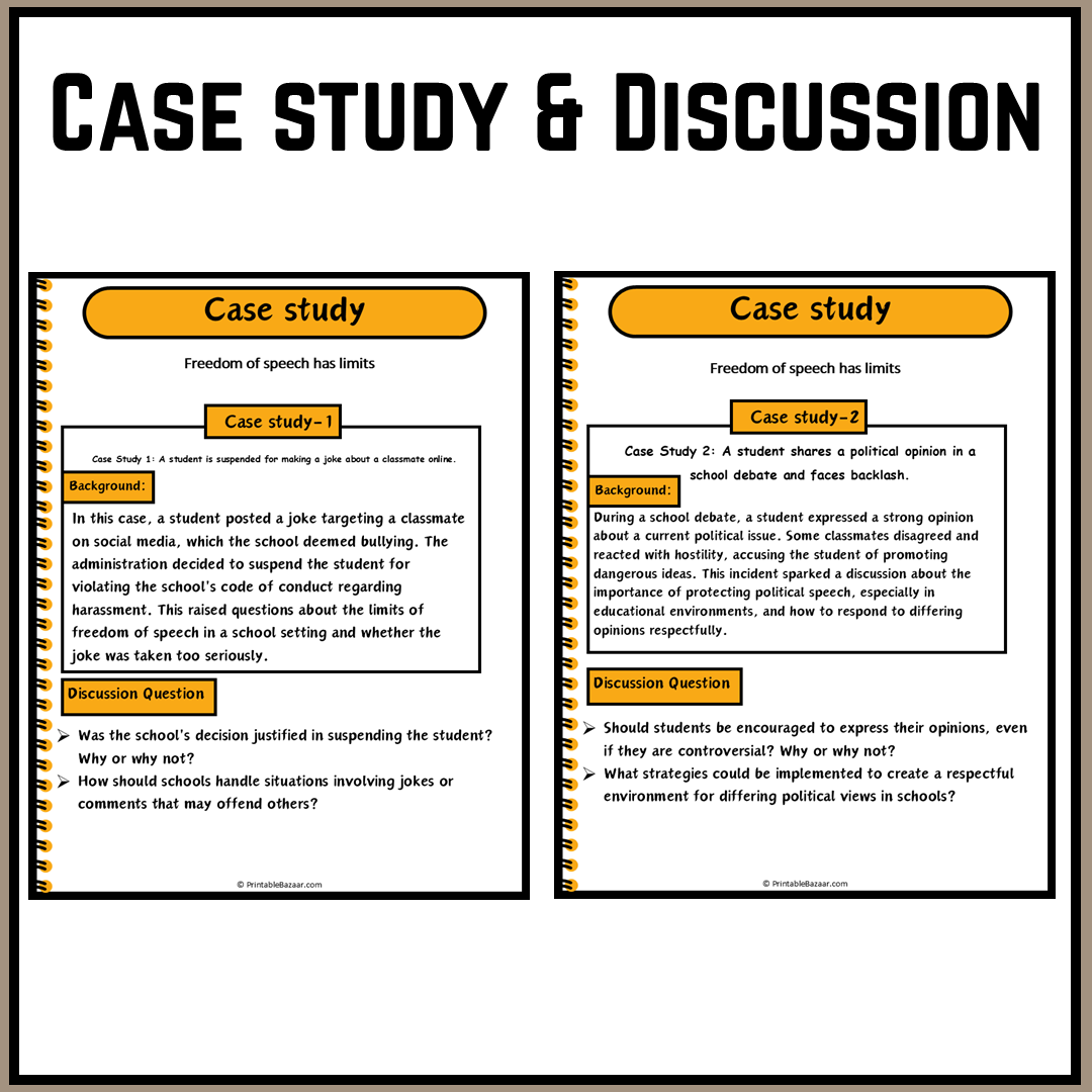 Freedom of speech has limits | Debate Case Study Worksheet