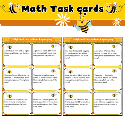 2-Digit Addition without Regrouping | Math Task Cards