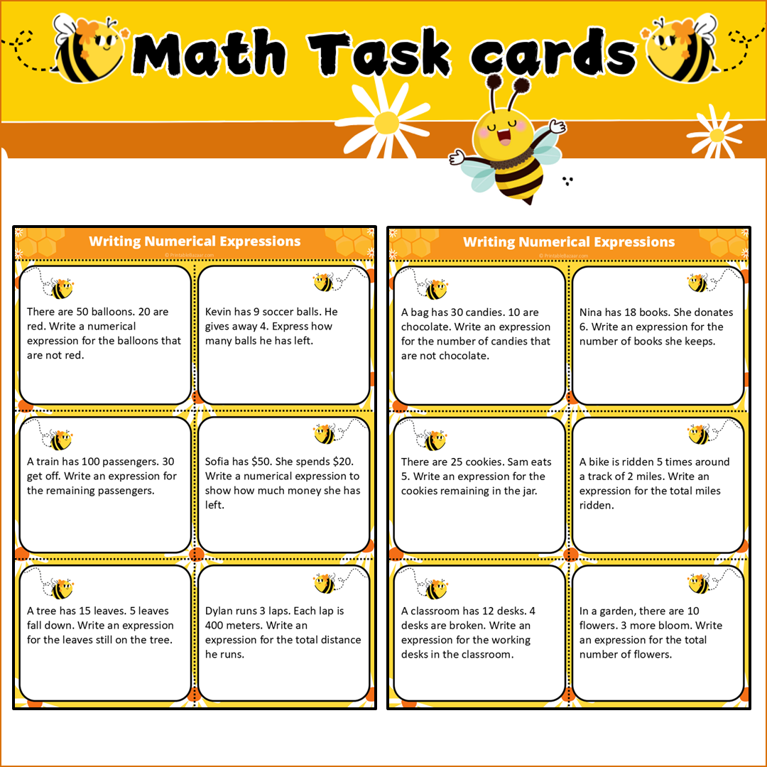 Writing Numerical Expressions | Math Task Cards