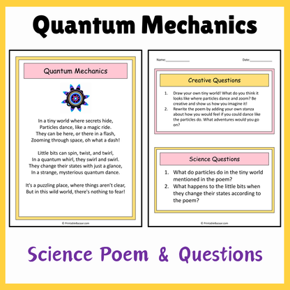 Quantum Mechanics | Science Poem Reading Comprehension Activity