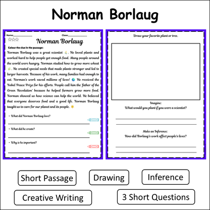 Norman Borlaug | Short Reading Comprehension Creative Worksheet