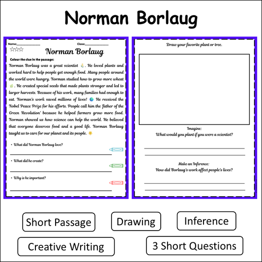 Norman Borlaug | Short Reading Comprehension Creative Worksheet