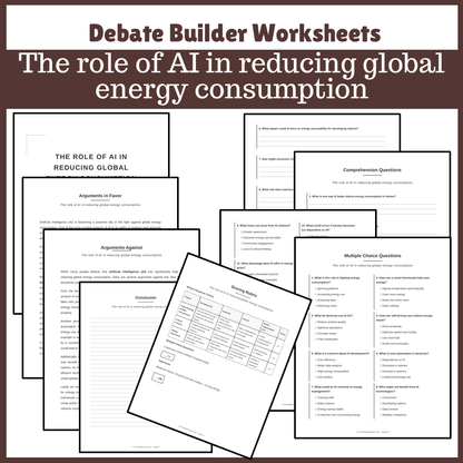 The role of AI in reducing global energy consumption | Favour and Against Worksheet Printable Activity