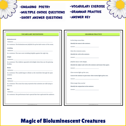 Magic of Bioluminescent Creatures | Poem Grammar Worksheet Printable Activity