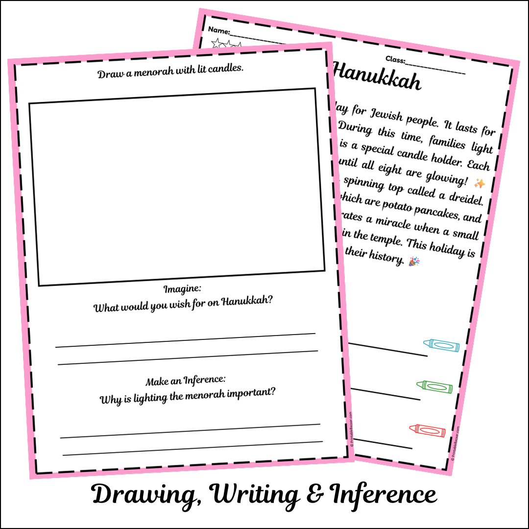 Hanukkah | Short Reading Comprehension Creative Worksheet