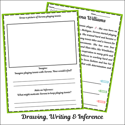 Serena Williams | Short Reading Comprehension Creative Worksheet