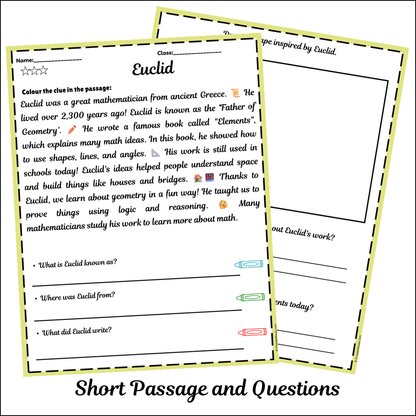 Euclid | Short Reading Comprehension Creative Worksheet