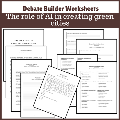 The role of AI in creating green cities | Favour and Against Worksheet Printable Activity