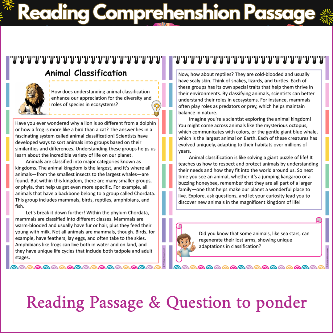 Animal Classification | Reading Comprehension Passage and Questions