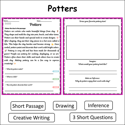 Potters | Short Reading Comprehension Creative Worksheet