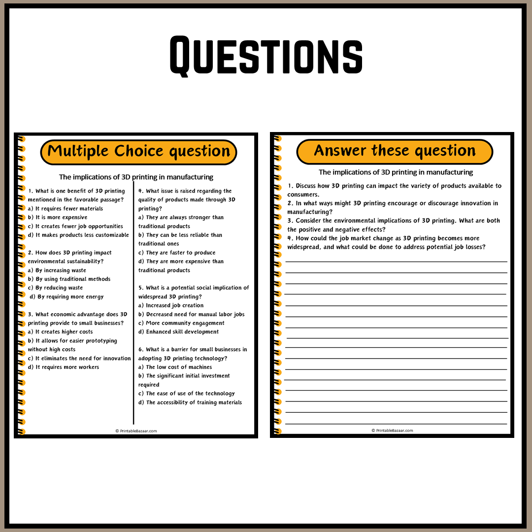 The implications of 3D printing in manufacturing | Debate Case Study Worksheet