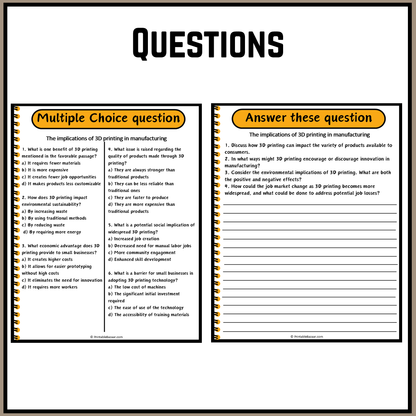 The implications of 3D printing in manufacturing | Debate Case Study Worksheet