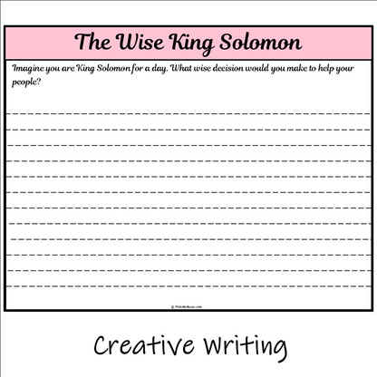 The Wise King Solomon | Main Idea and Supporting Details Reading Passage and Questions