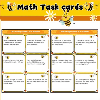 Calculating Percent of a Number | Math Task Cards