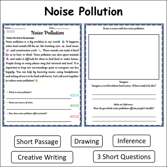 Noise Pollution | Short Reading Comprehension Creative Worksheet