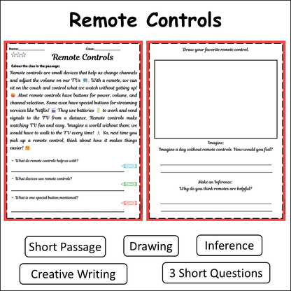 Remote Controls | Short Reading Comprehension Creative Worksheet
