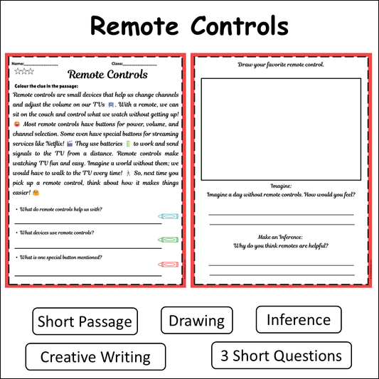Remote Controls | Short Reading Comprehension Creative Worksheet