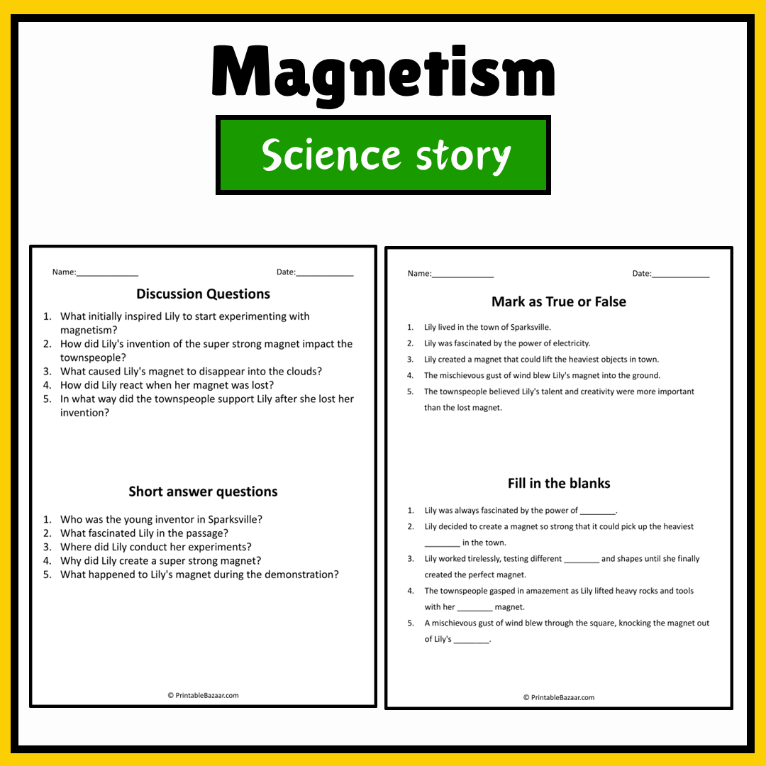 Magnetism | Science Story Reading Comprehension Activity