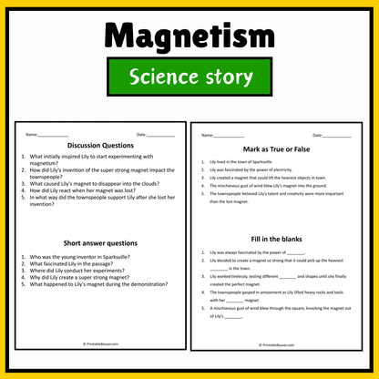 Magnetism | Science Story Reading Comprehension Activity