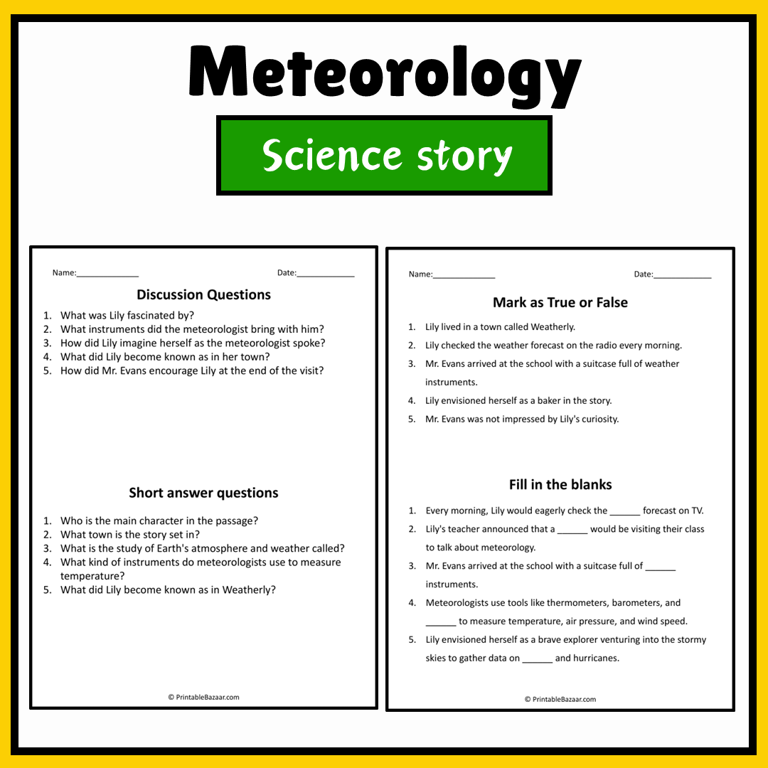 Meteorology | Science Story Reading Comprehension Activity